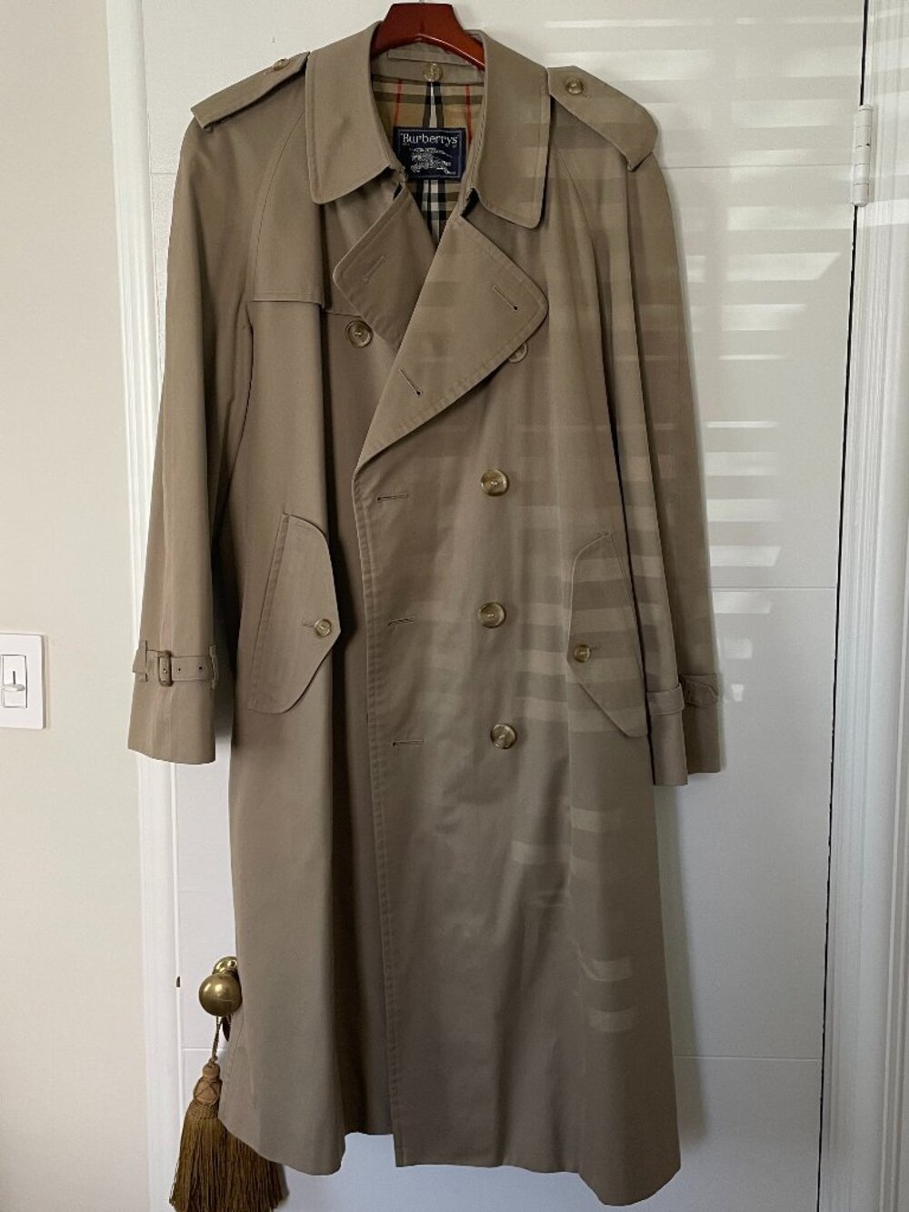 Vintage Burberrys Trench Coat with Removable Wool Liner Belted Nova Check 44R